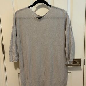 J. Jill Light Gray Long three-quarter sleeve linen blend sweater